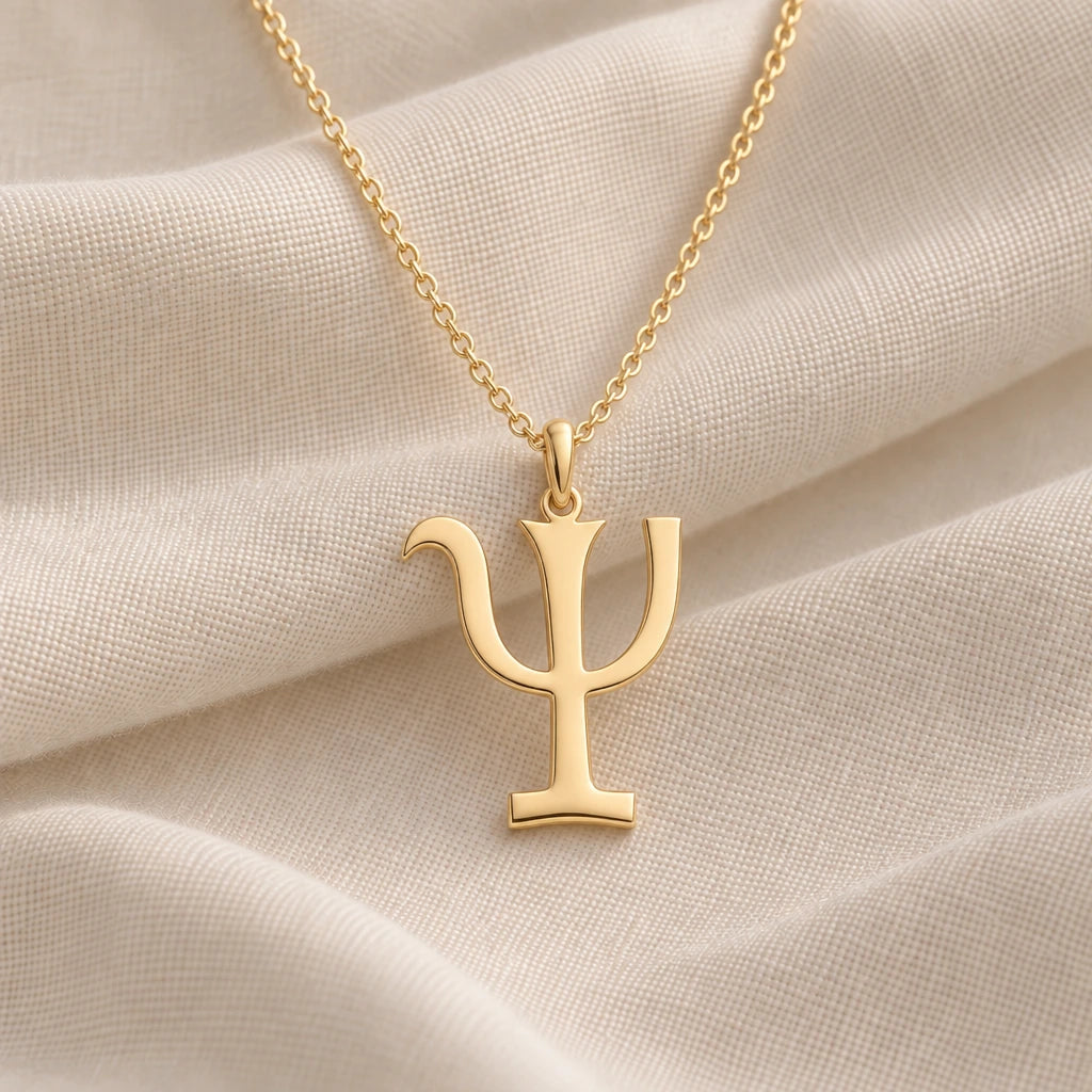 Psyche Asteroid Symbol pendant necklace in an 18k gold plated finish