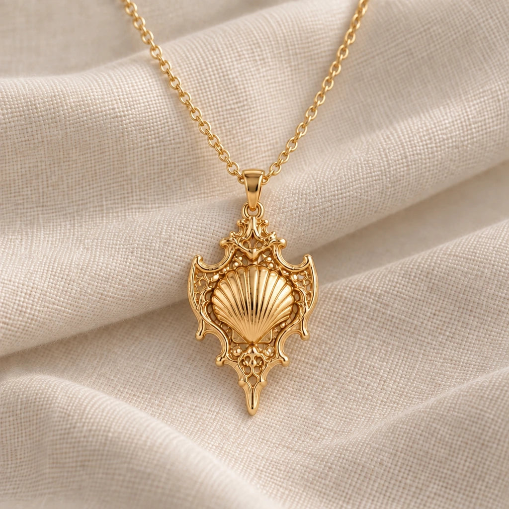 Sacred Shell Relic pendant necklace in an 18k gold plated finish
