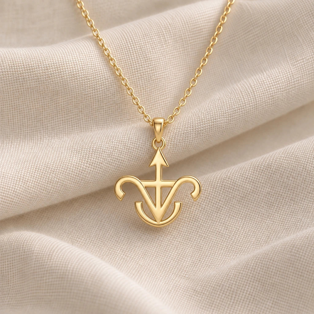 Jason Anchor Symbol pendant necklace in an 18k gold plated finish