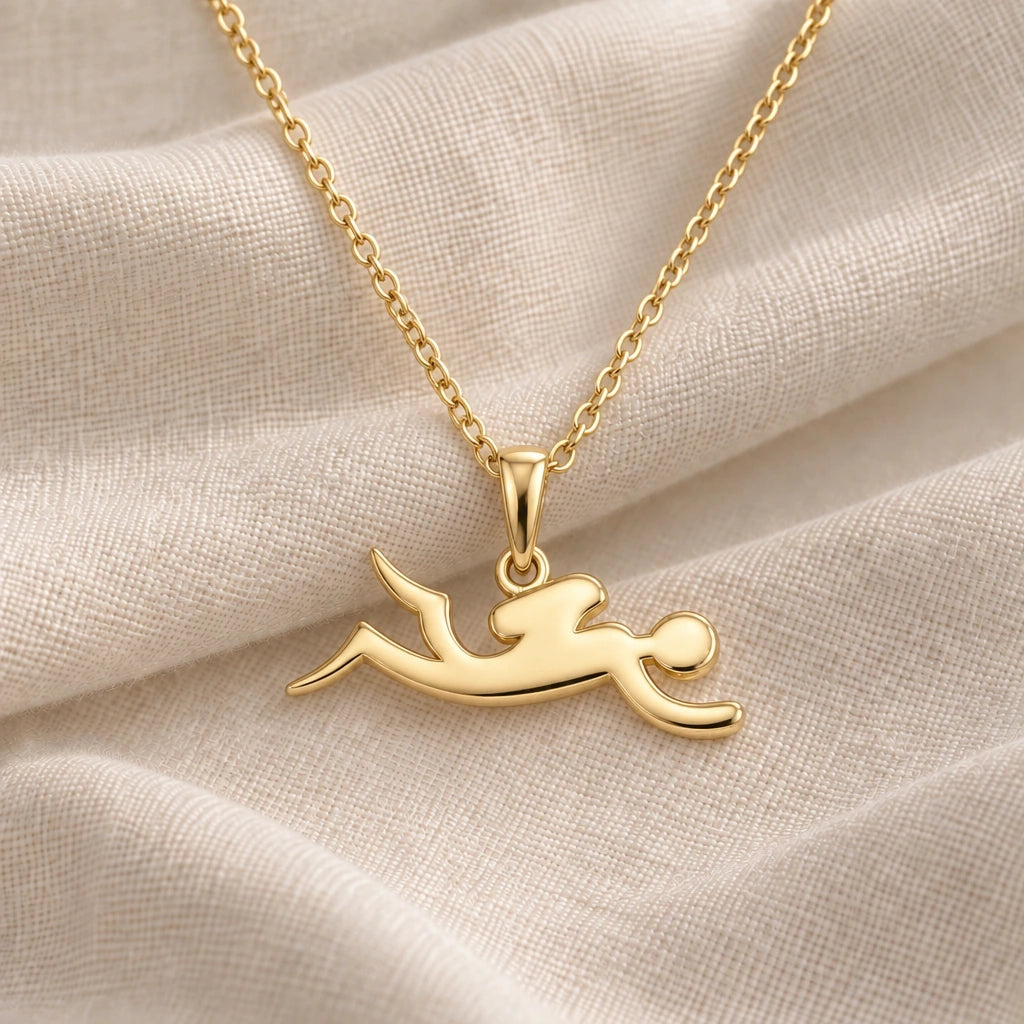 Swimmer Glide pendant necklace in an 18k gold plated finish