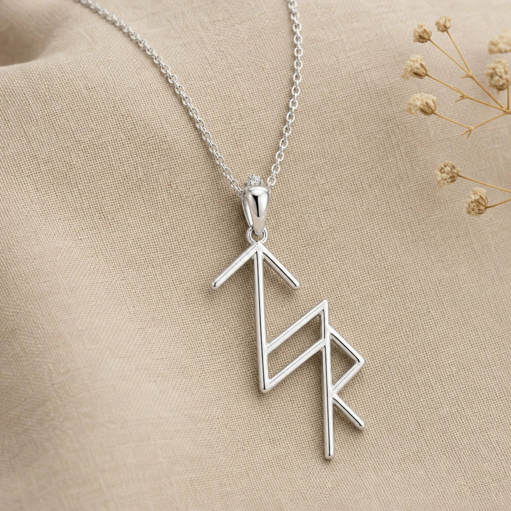 Viking Justice and Honour Bind Rune Pendant Necklace in sterling silver