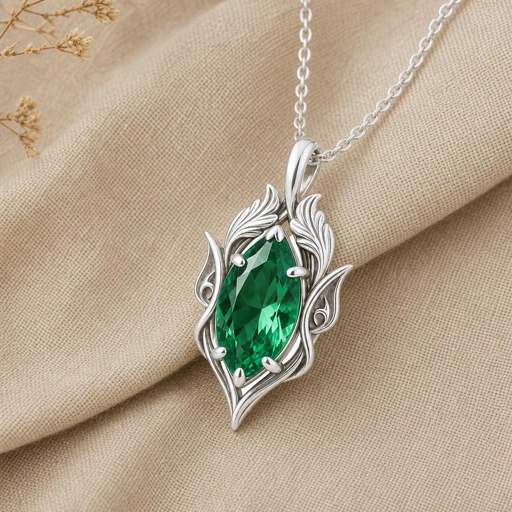 Woodland Crown Birthstone Pendant Necklace in sterling silver