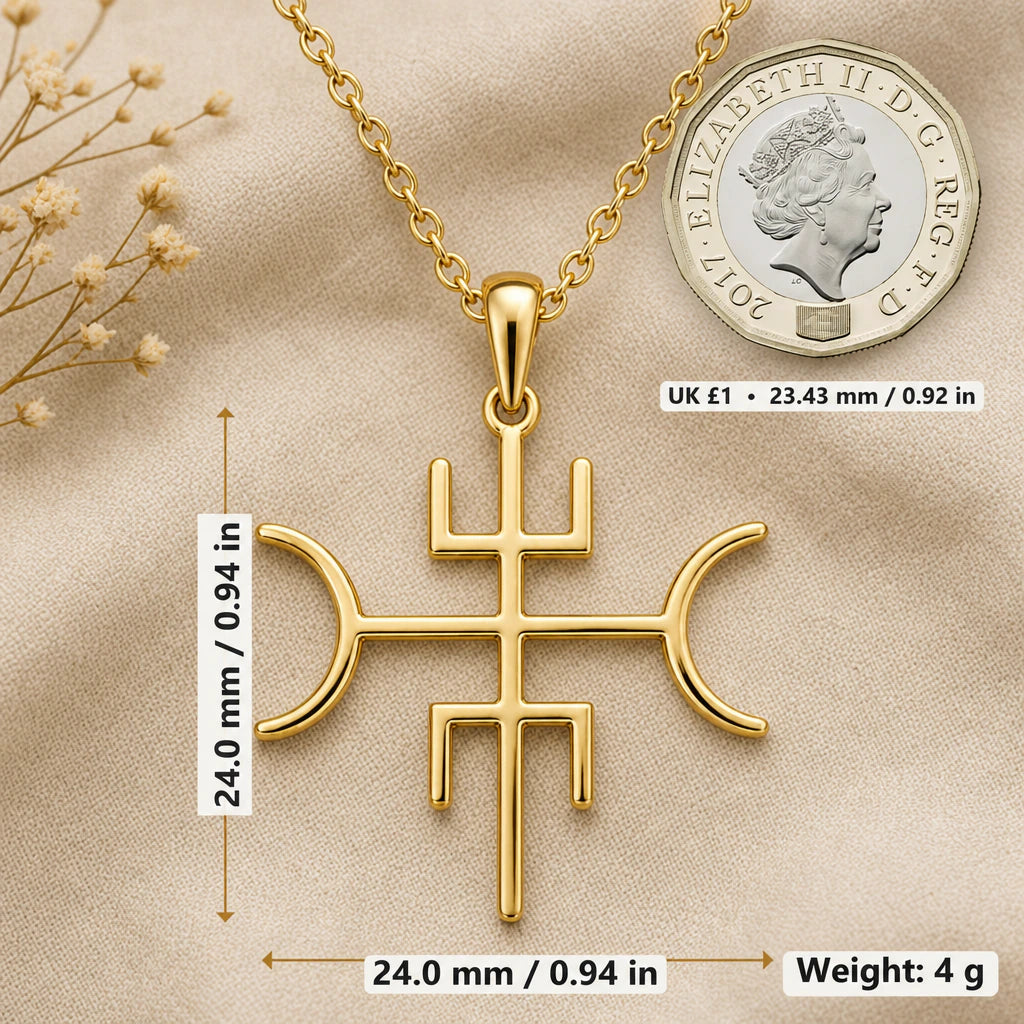 Nordic Protection Stave Pendant Necklace size guide, 24 by 24 mm