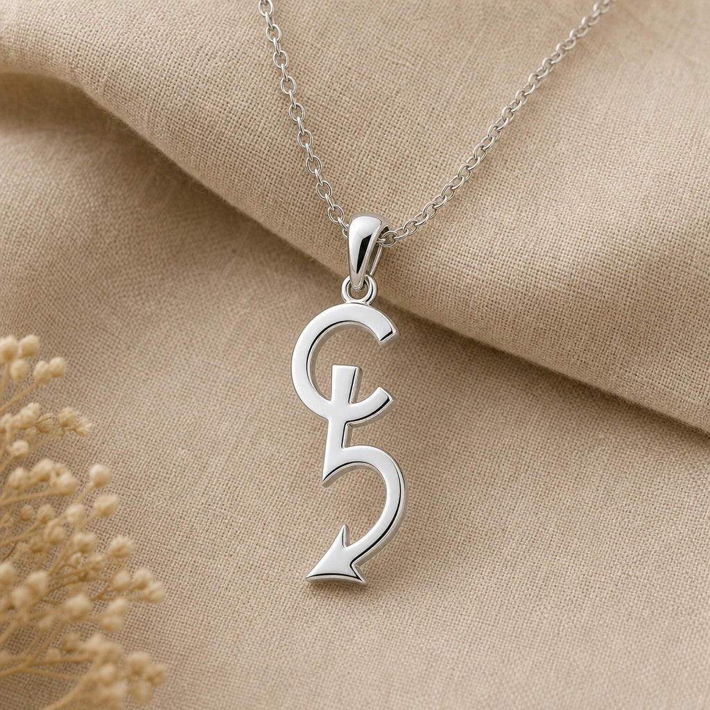 Cerberus Asteroid Symbol Pendant Necklace in sterling silver