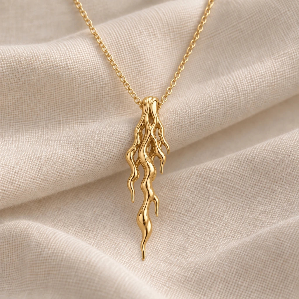 Molten Vein pendant necklace in an 18k gold plated finish