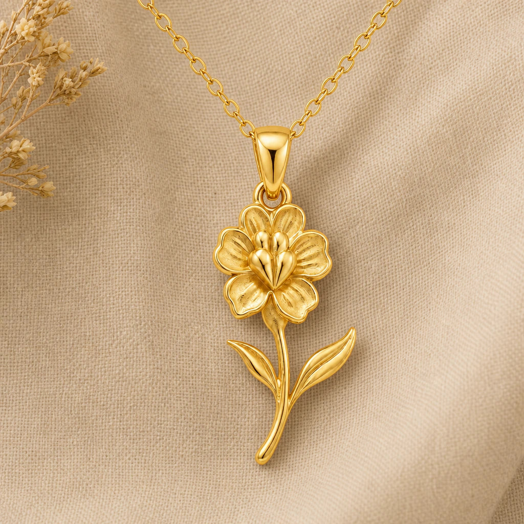 Snapdragon flower pendant necklace in 18k gold plated sterling silver