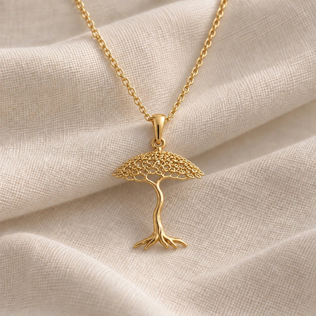 Aspen Whisper Bonsai pendant necklace in an 18k gold plated finish