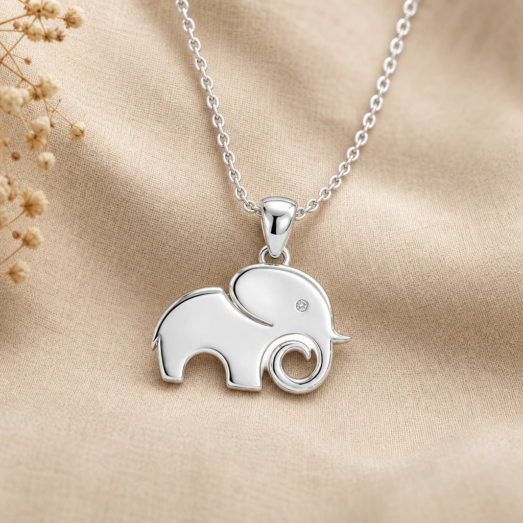 Lucky Elephant Pendant Necklace in sterling silver, second view