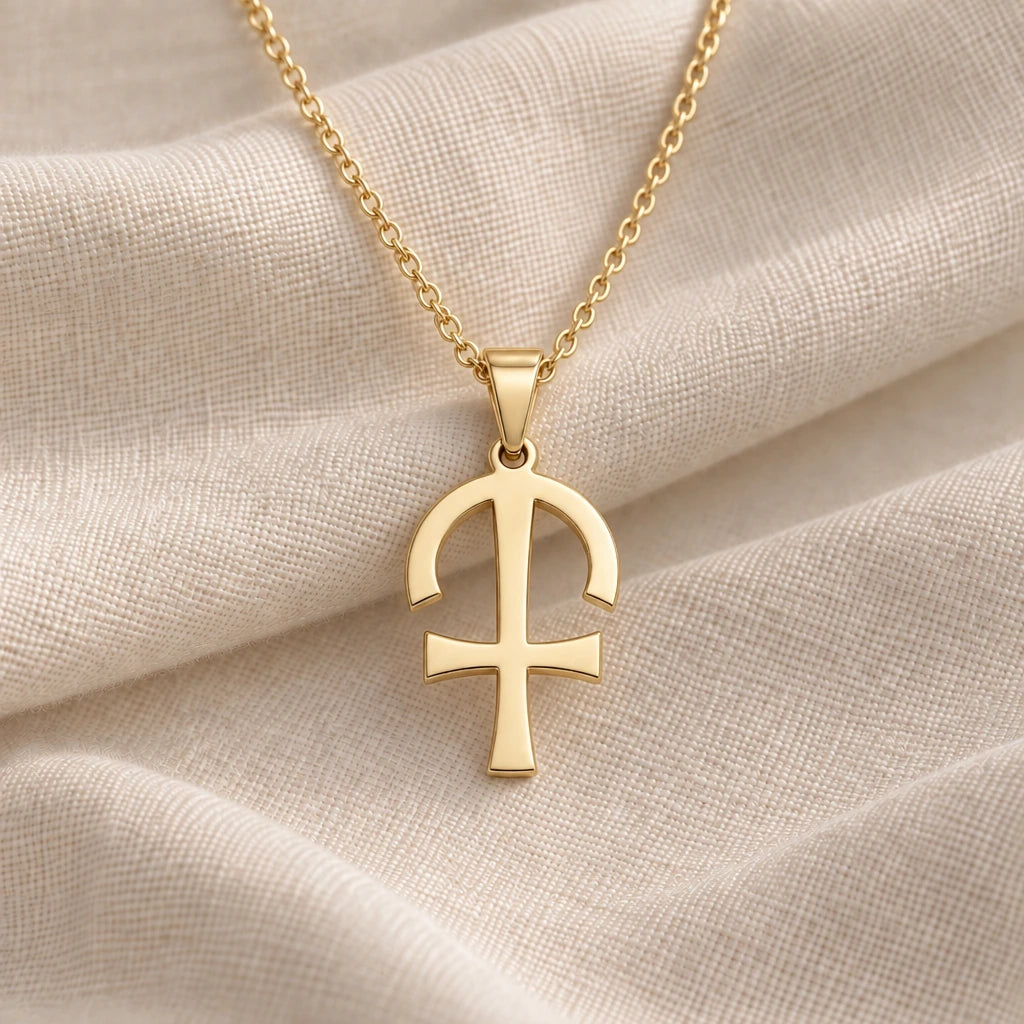 Kronos Asteroid Symbol pendant necklace in an 18k gold plated finish