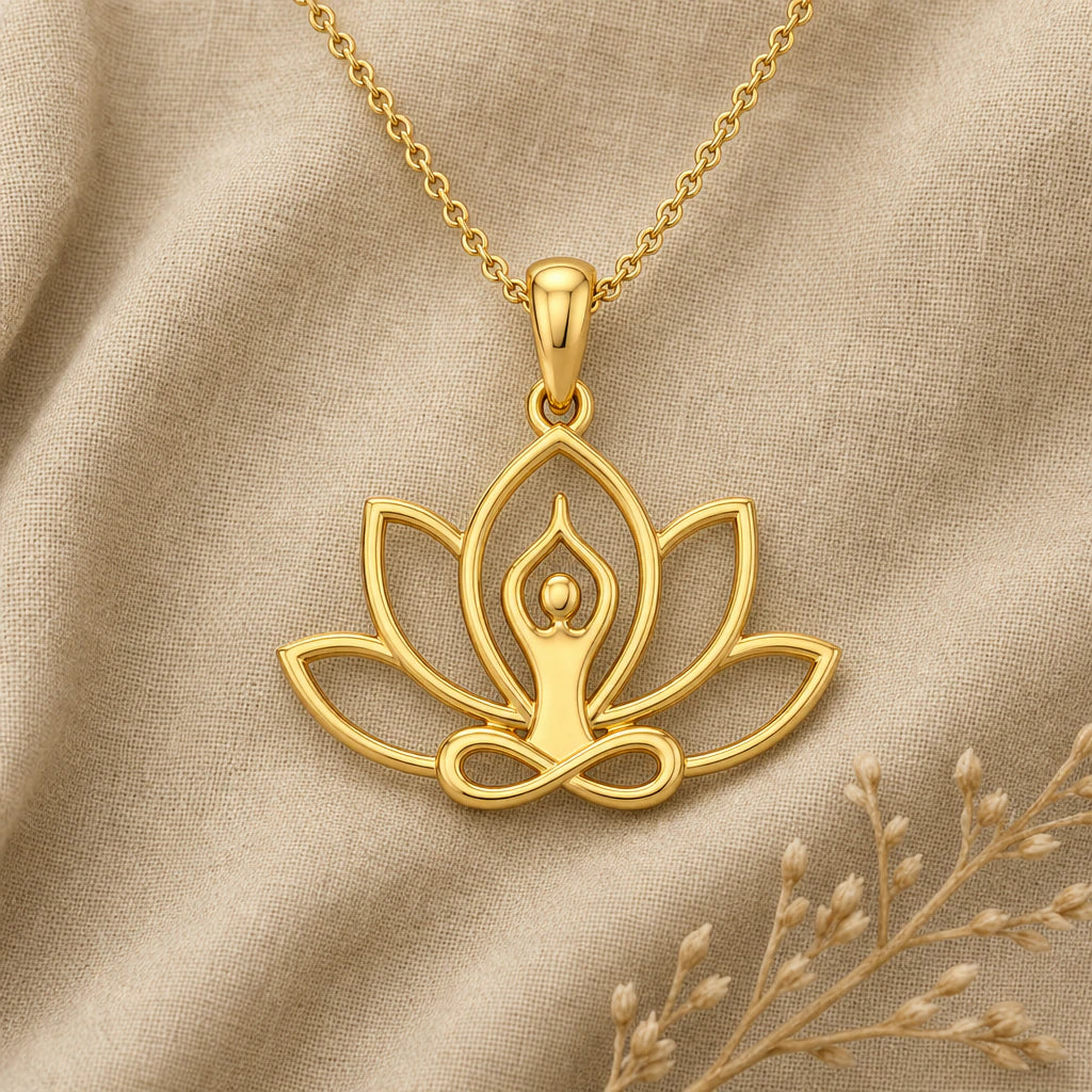 Meditation Lotus Pendant Necklace in 18k gold plated sterling silver