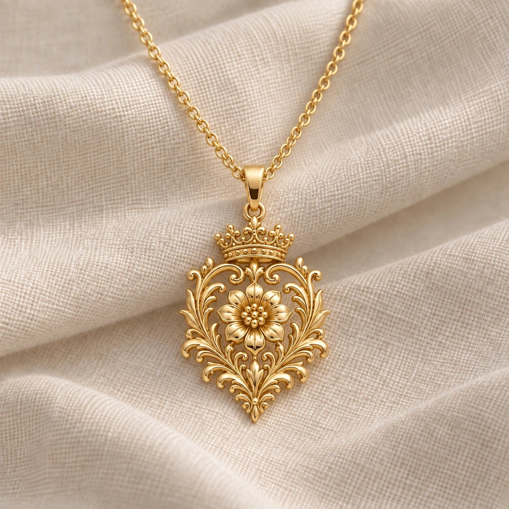 Golden Dynasty Bloom pendant necklace in an 18k gold plated finish