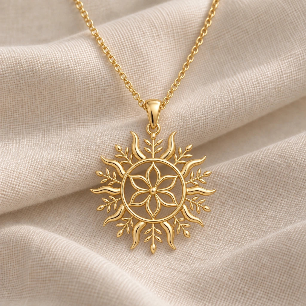 Solstice Bloom pendant necklace in an 18k gold plated finish