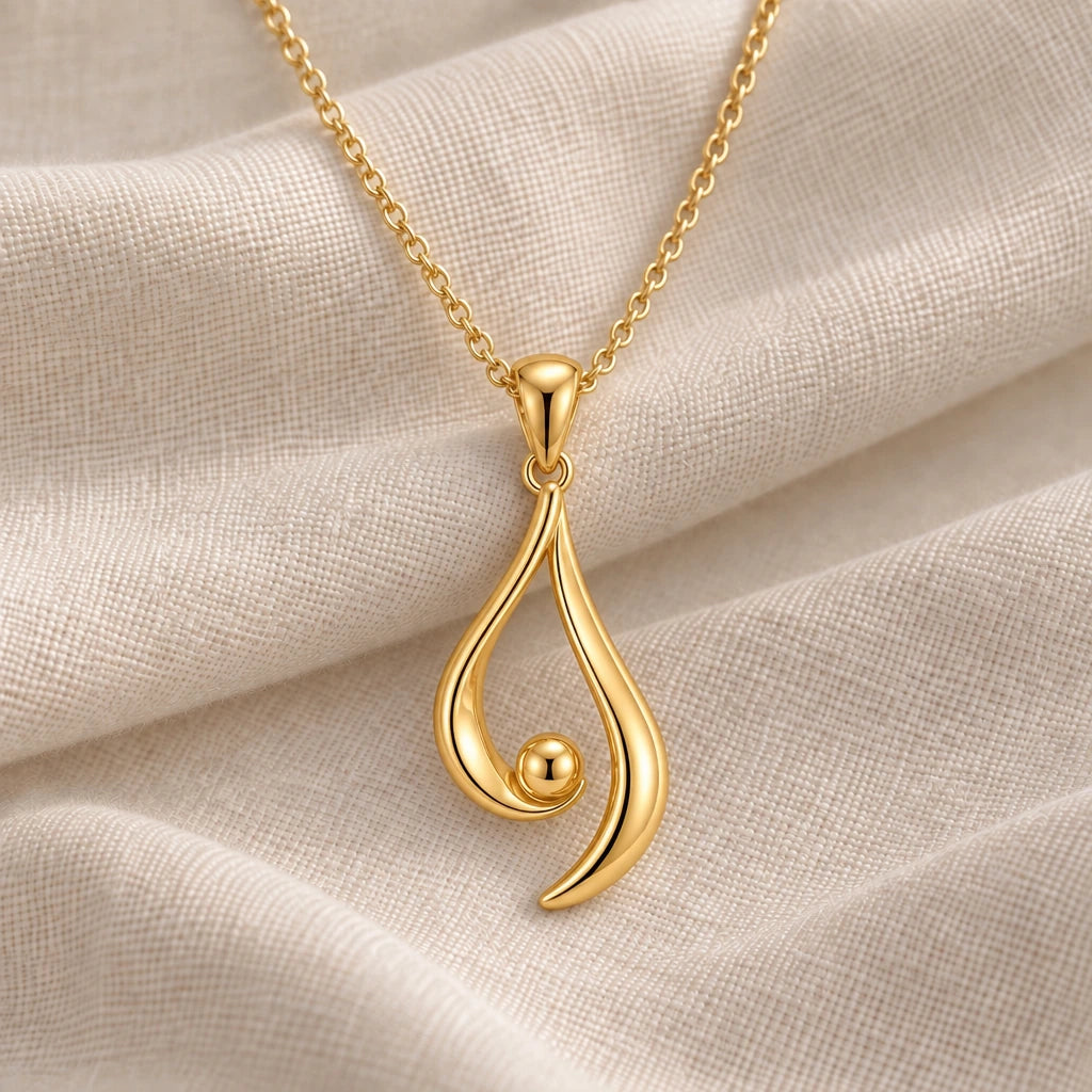 Asymmetrical Aura pendant necklace in an 18k gold plated finish