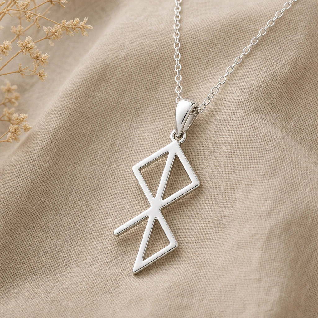 Inner Peace Rune Pendant Necklace in sterling silver