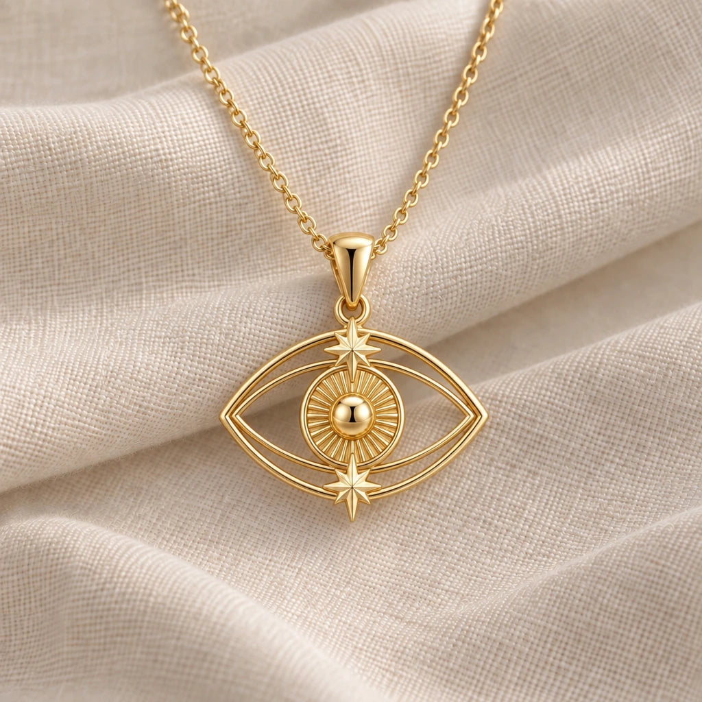 Evil Eye Luxe pendant necklace in an 18k gold plated finish