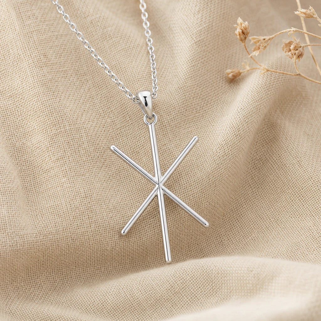 Viking Strength Bind Rune Pendant Necklace in sterling silver