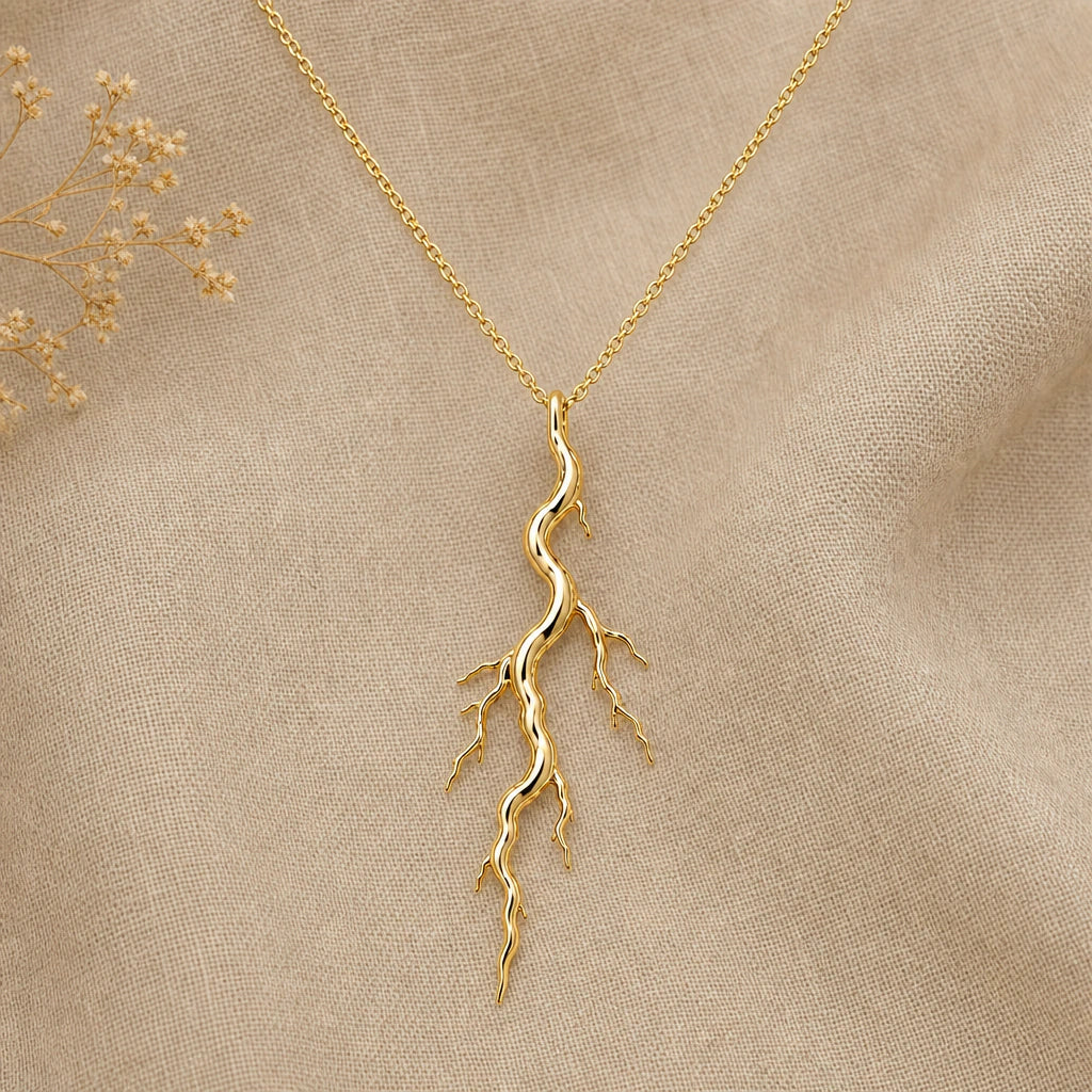 Lightning bolt pendant necklace in 18k gold plated sterling silver