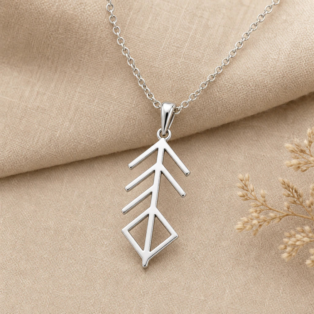 Viking Music Bind Rune Pendant Necklace in sterling silver