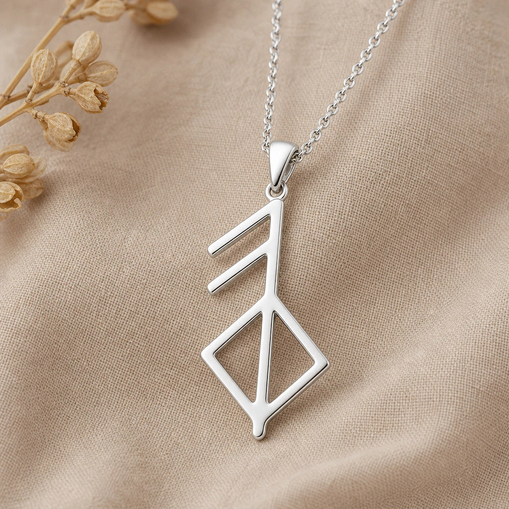 Growing Love Rune Pendant Necklace in sterling silver, second view