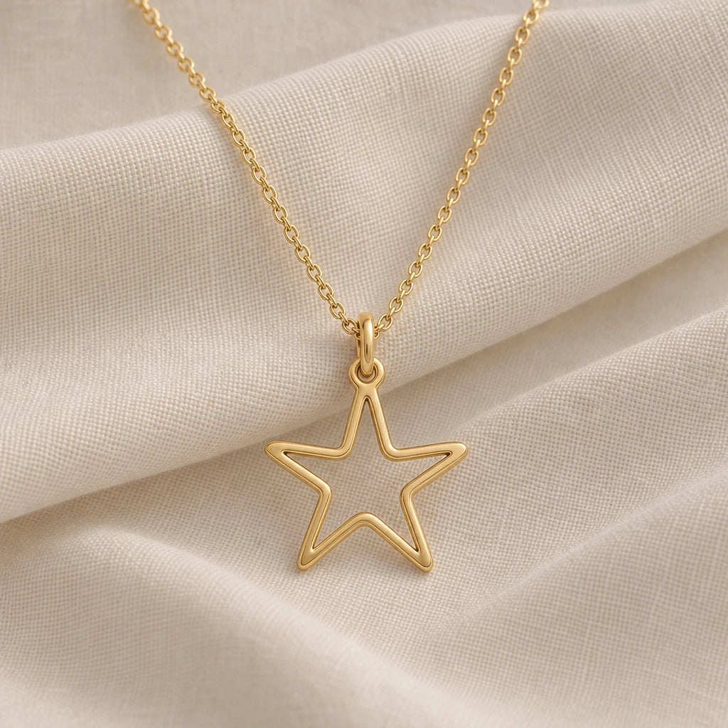 Starfish Outline pendant necklace in an 18k gold plated finish