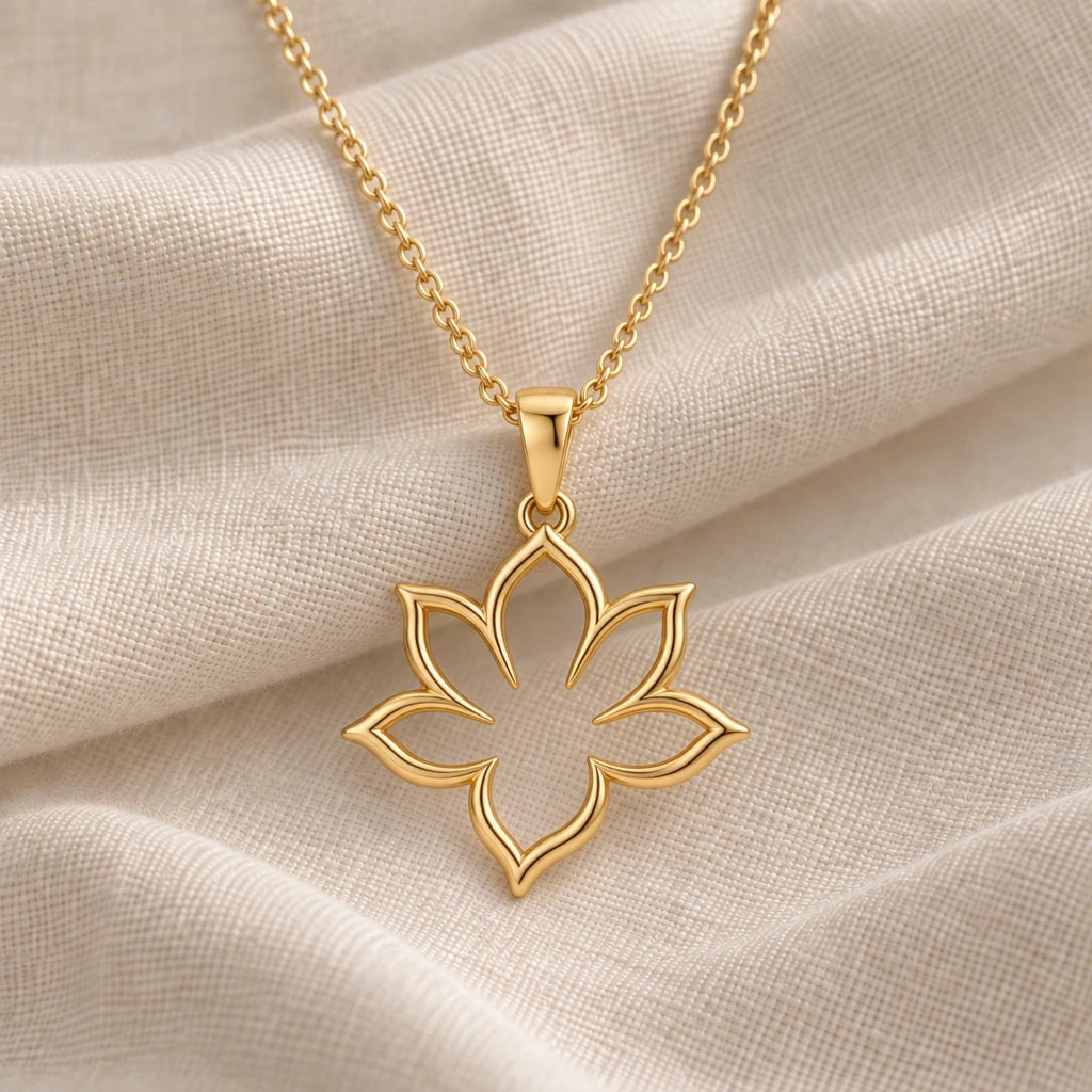 Silent Bloom Lotus Outline pendant necklace in an 18k gold plated finish