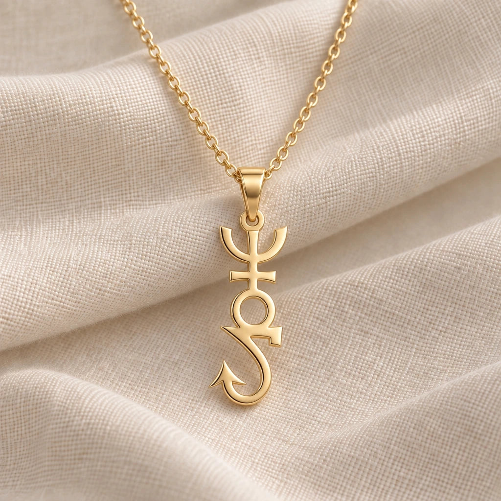Apophis Asteroid Symbol pendant necklace in an 18k gold plated finish
