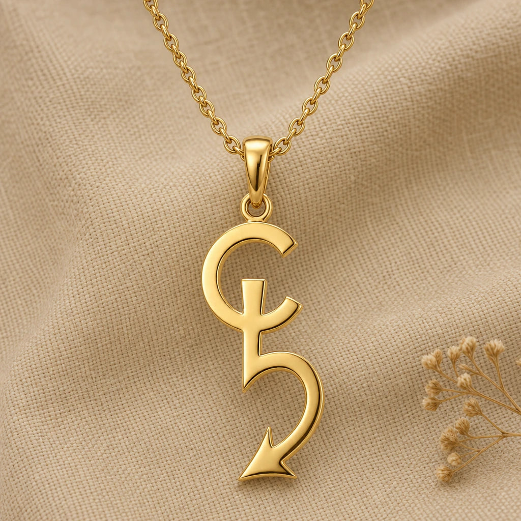 Cerberus Asteroid Symbol Pendant Necklace in 18k gold plated sterling silver