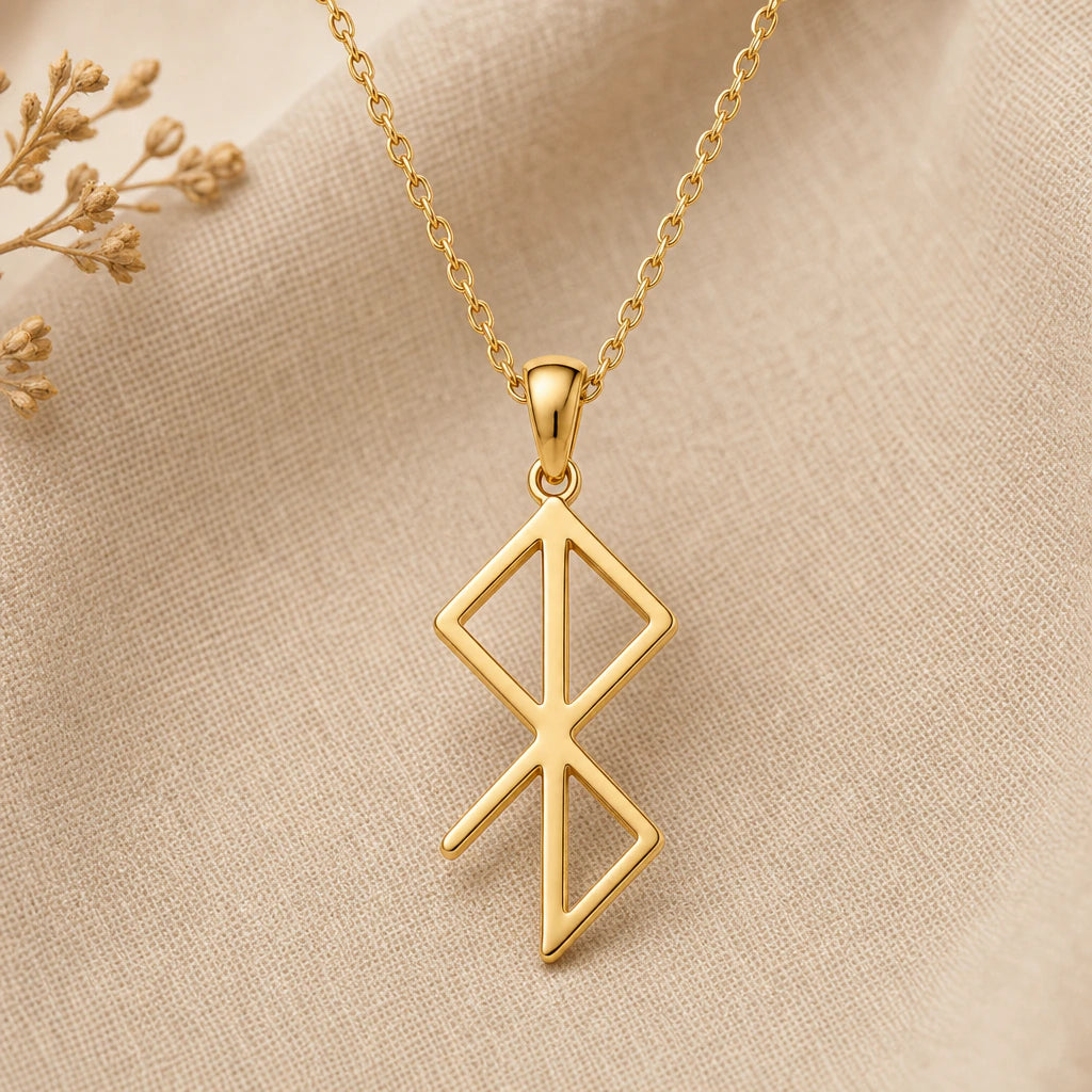 Inner Peace Rune Pendant Necklace in 18k gold plated sterling silver
