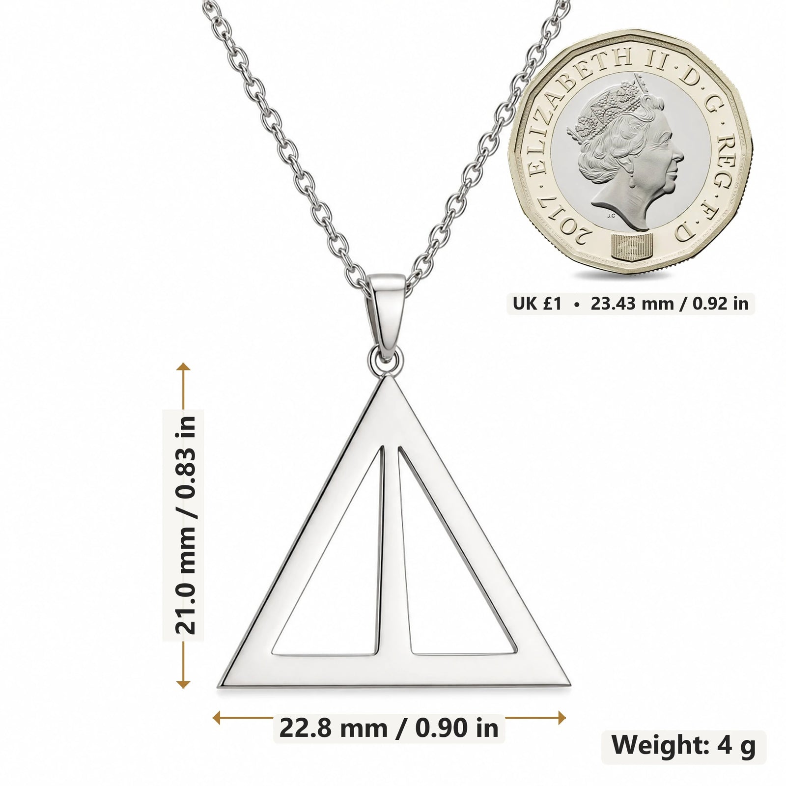Asia Asteroid Symbol pendant necklace size image showing 21.0 mm height, 22.8 mm width and 4 g weight