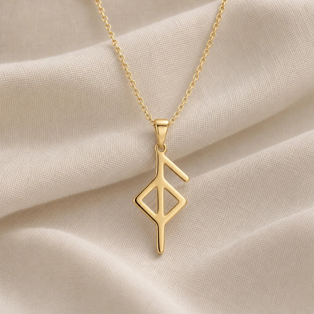 Health Bind Rune pendant necklace in an 18k gold plated finish