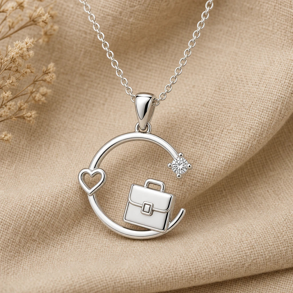 Briefcase Birthstone Star Pendant Necklace in sterling silver, second view