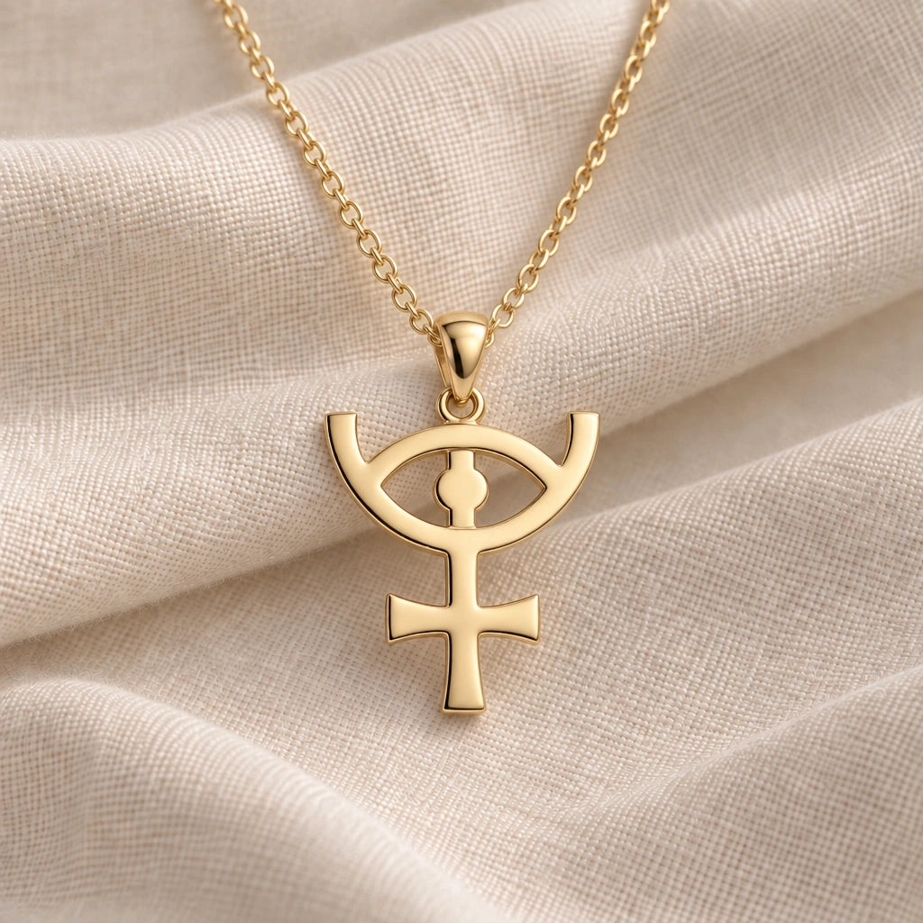 Osiris Symbol pendant necklace in an 18k gold plated finish