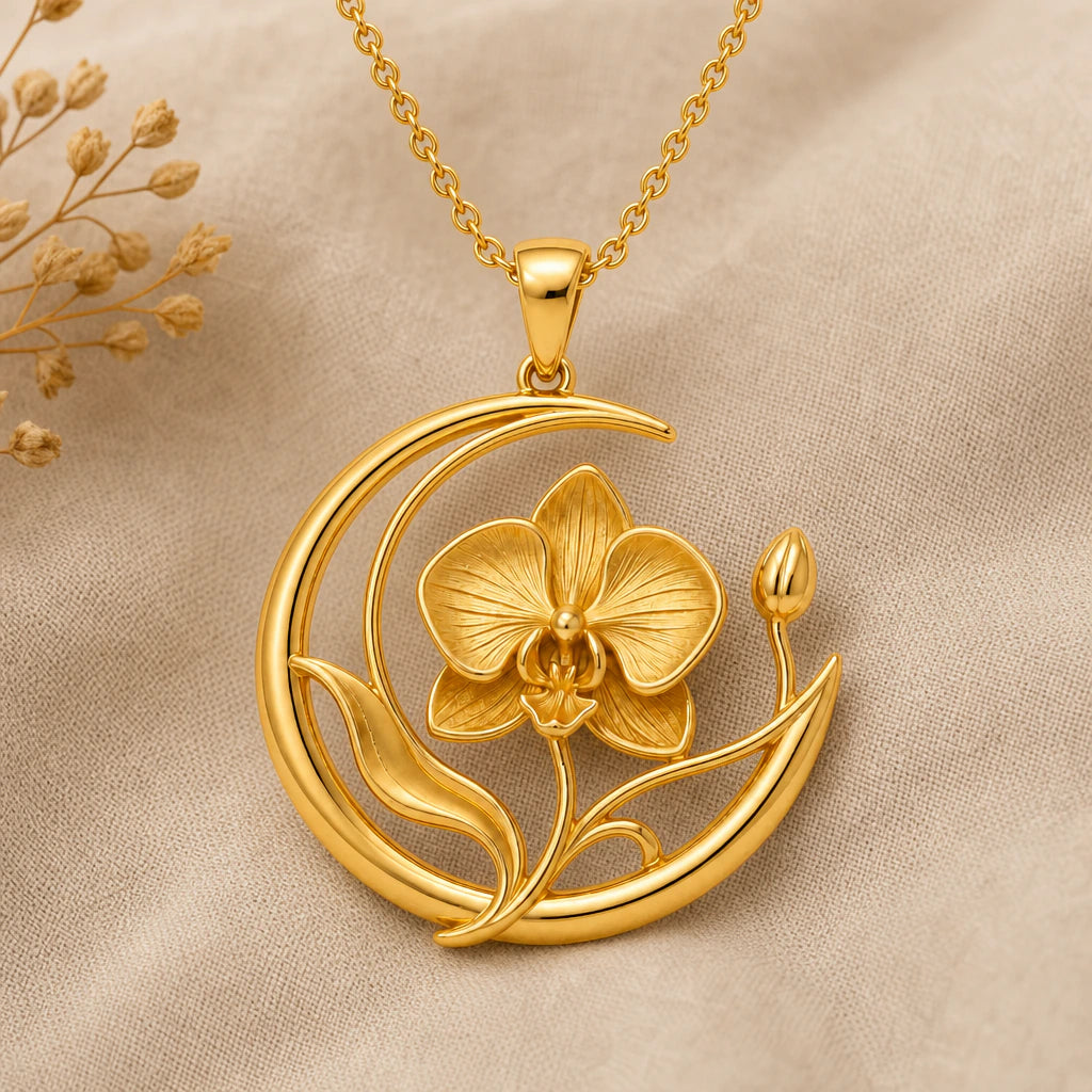 Moon Orchid Veil Pendant Necklace in 18k gold plated sterling silver