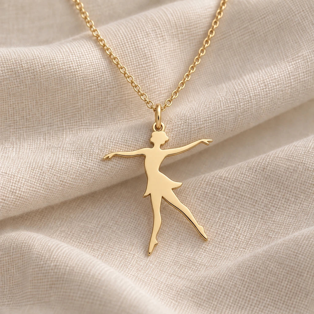 Ballet Dancer Lunge pendant necklace in an 18k gold plated finish