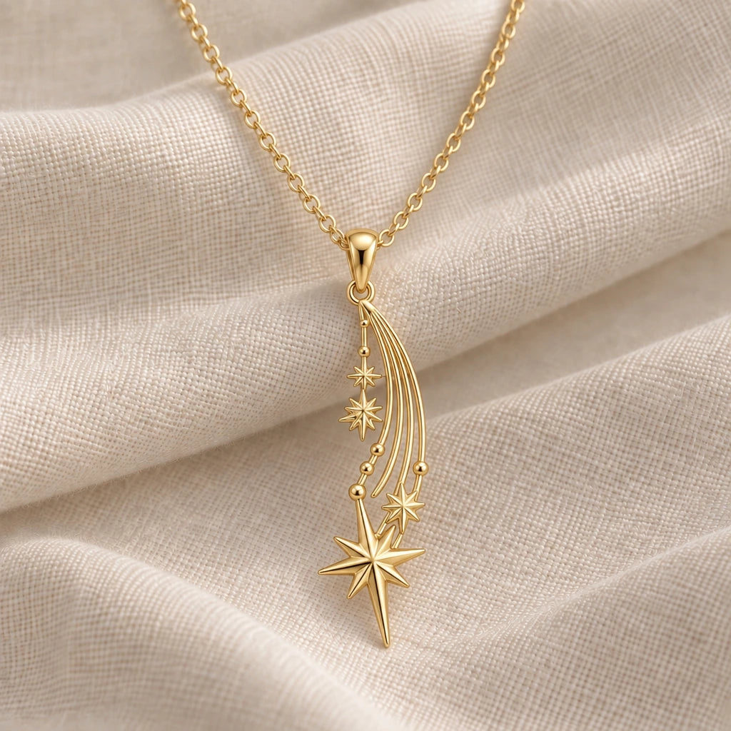 Falling Star Comet pendant necklace in an 18k gold plated finish