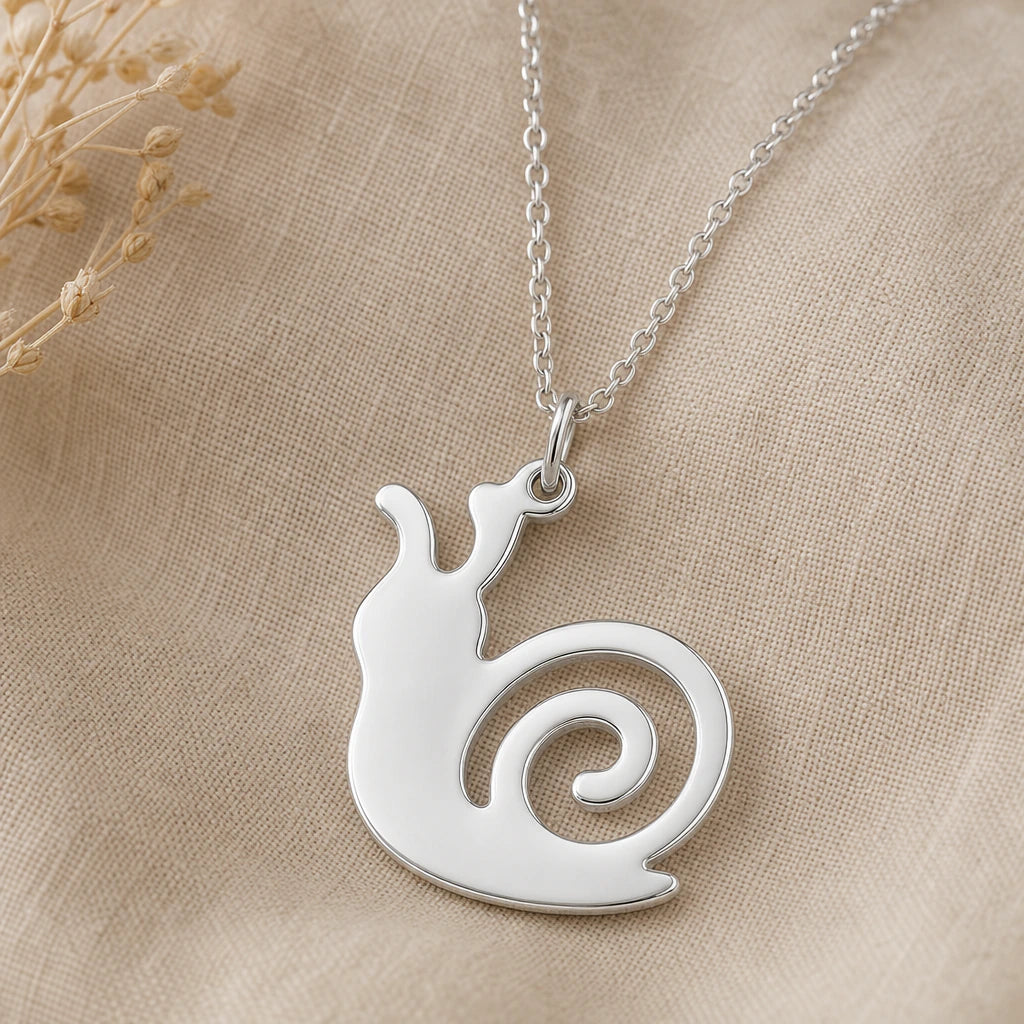 Snail Pendant Necklace in sterling silver, second view