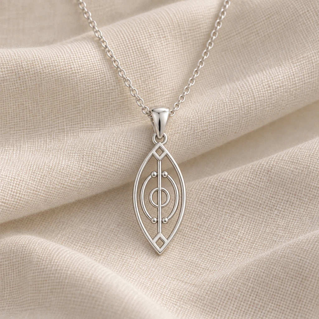 925 sterling silver spirit gate pendant necklace on cream fabric