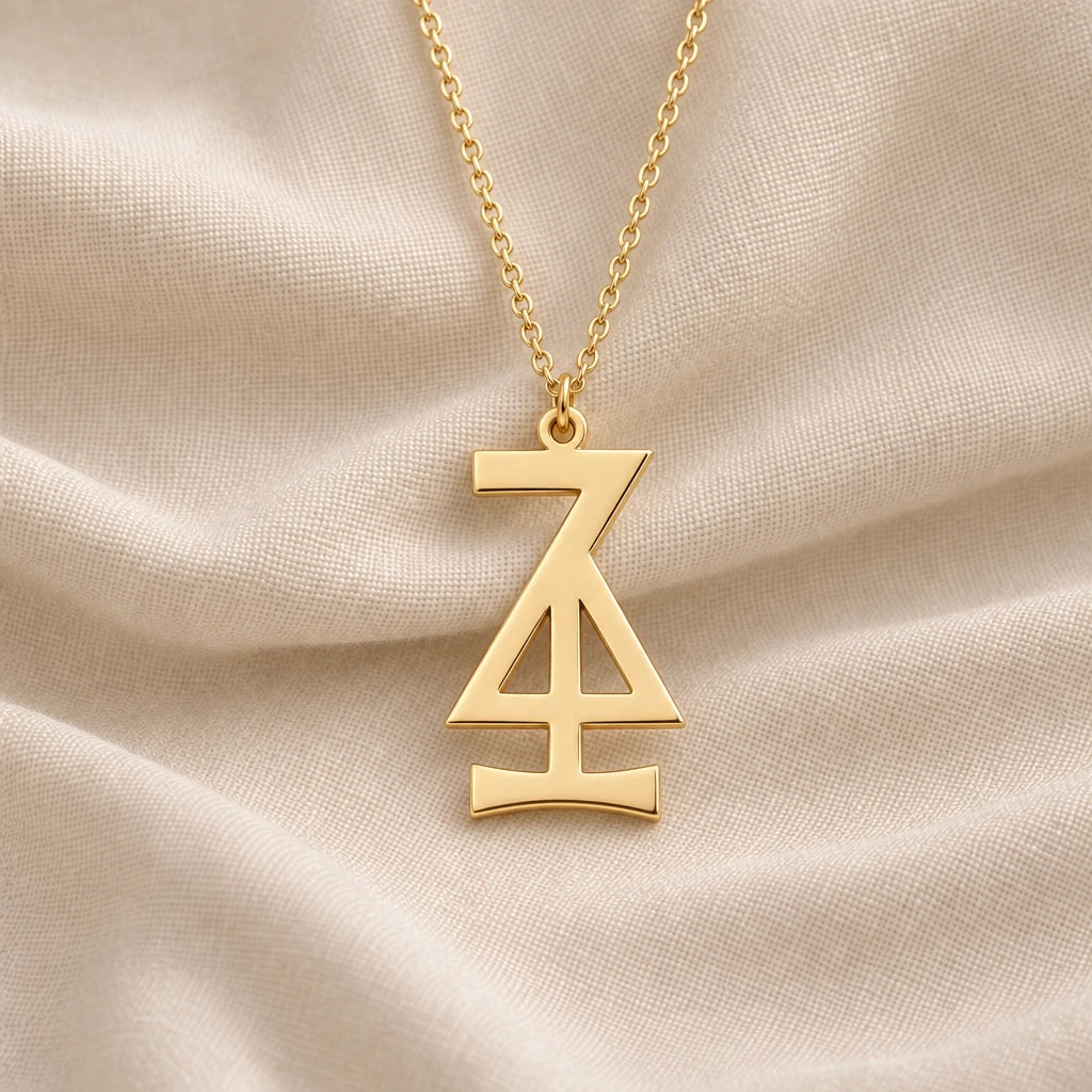 Hansa Asteroid Symbol pendant necklace in an 18k gold plated finish