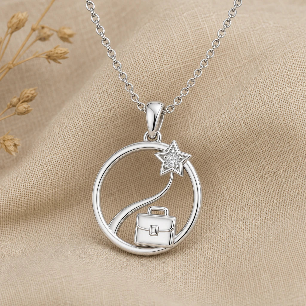 Career Path Star Birthstone Pendant Necklace in sterling silver, second view
