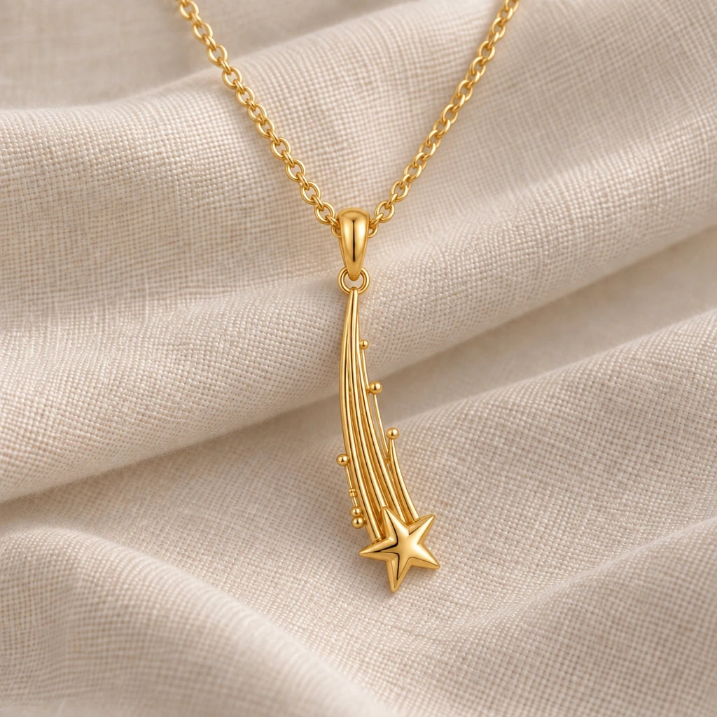 Falling Star Trail pendant necklace in an 18k gold plated finish
