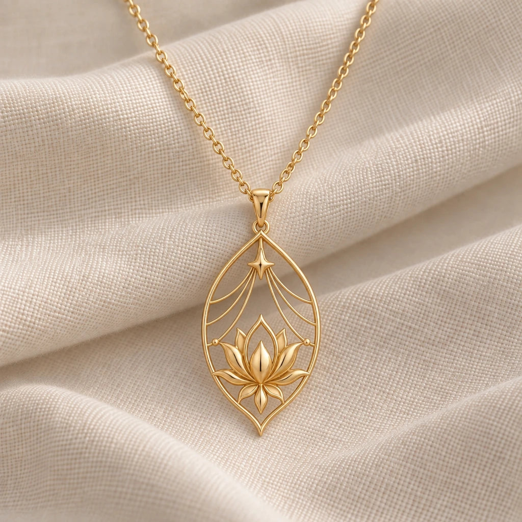 Lotus Veil pendant necklace in an 18k gold plated finish