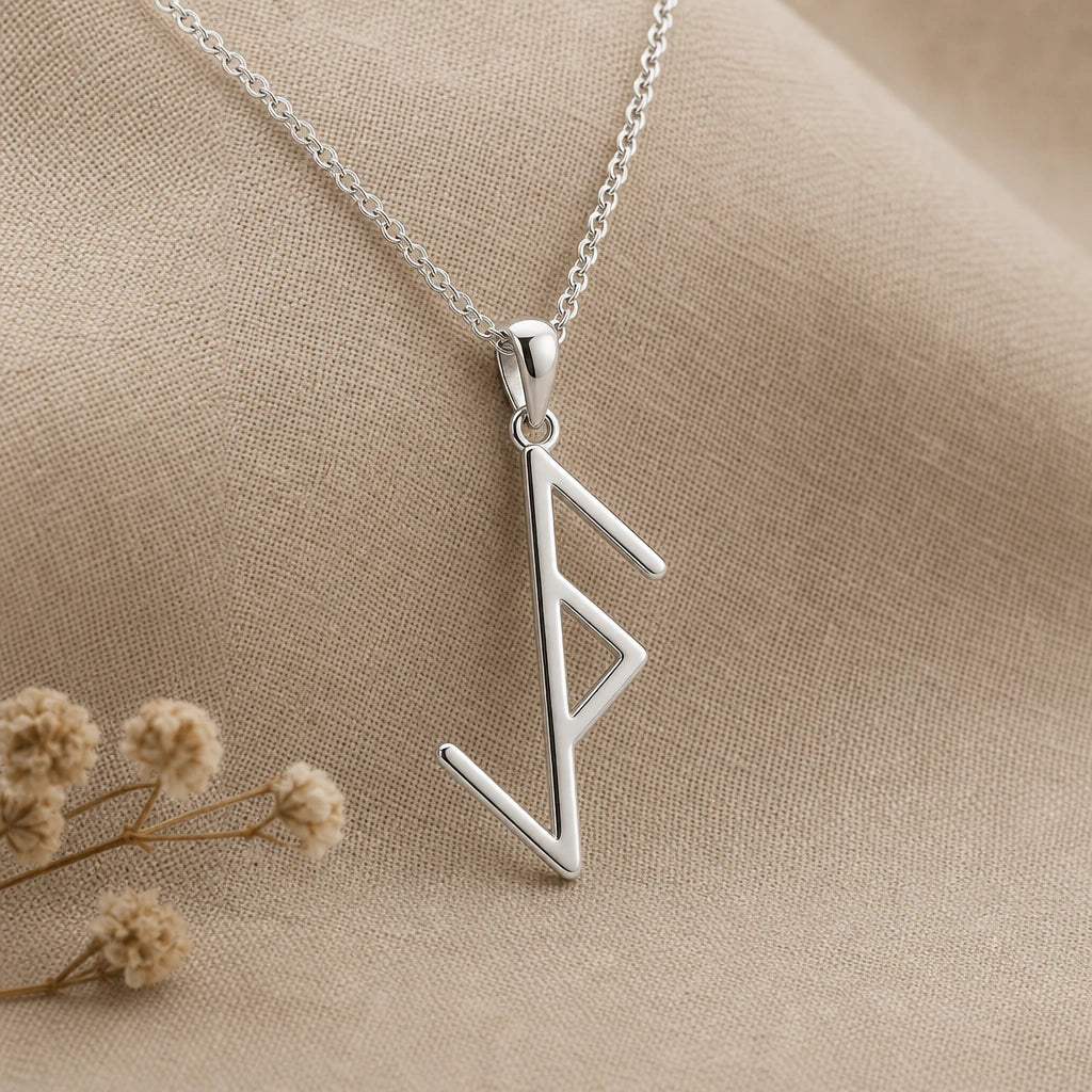 Viking Protection Rune Pendant Necklace in sterling silver