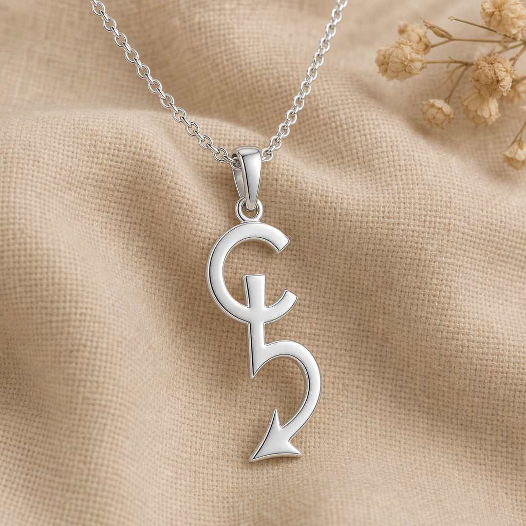 Cerberus Asteroid Symbol Pendant Necklace in sterling silver, second view