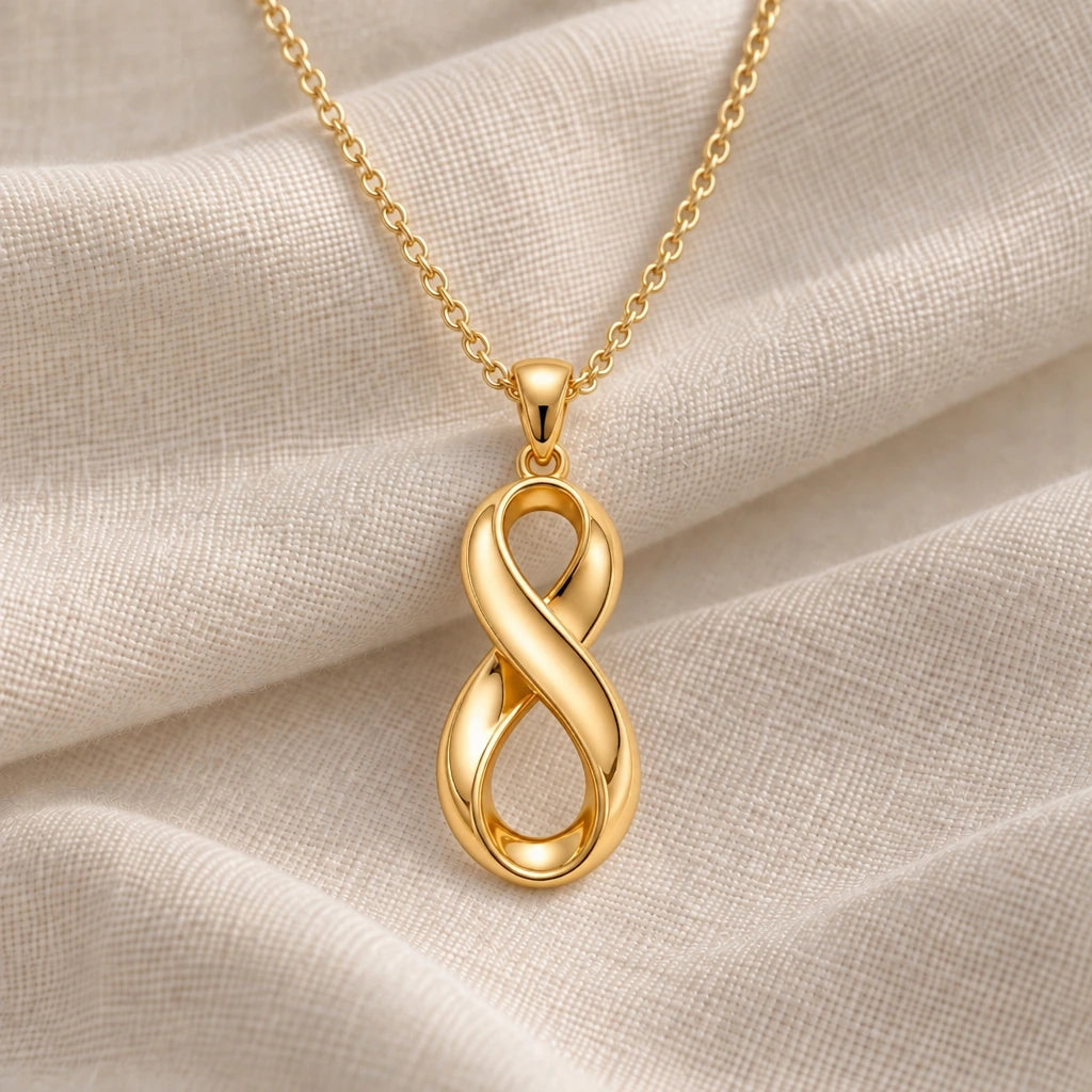 Infinity Fold pendant necklace in an 18k gold plated finish