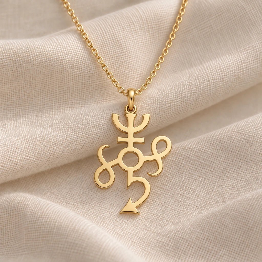 Typhon Compact Symbol pendant necklace in an 18k gold plated finish