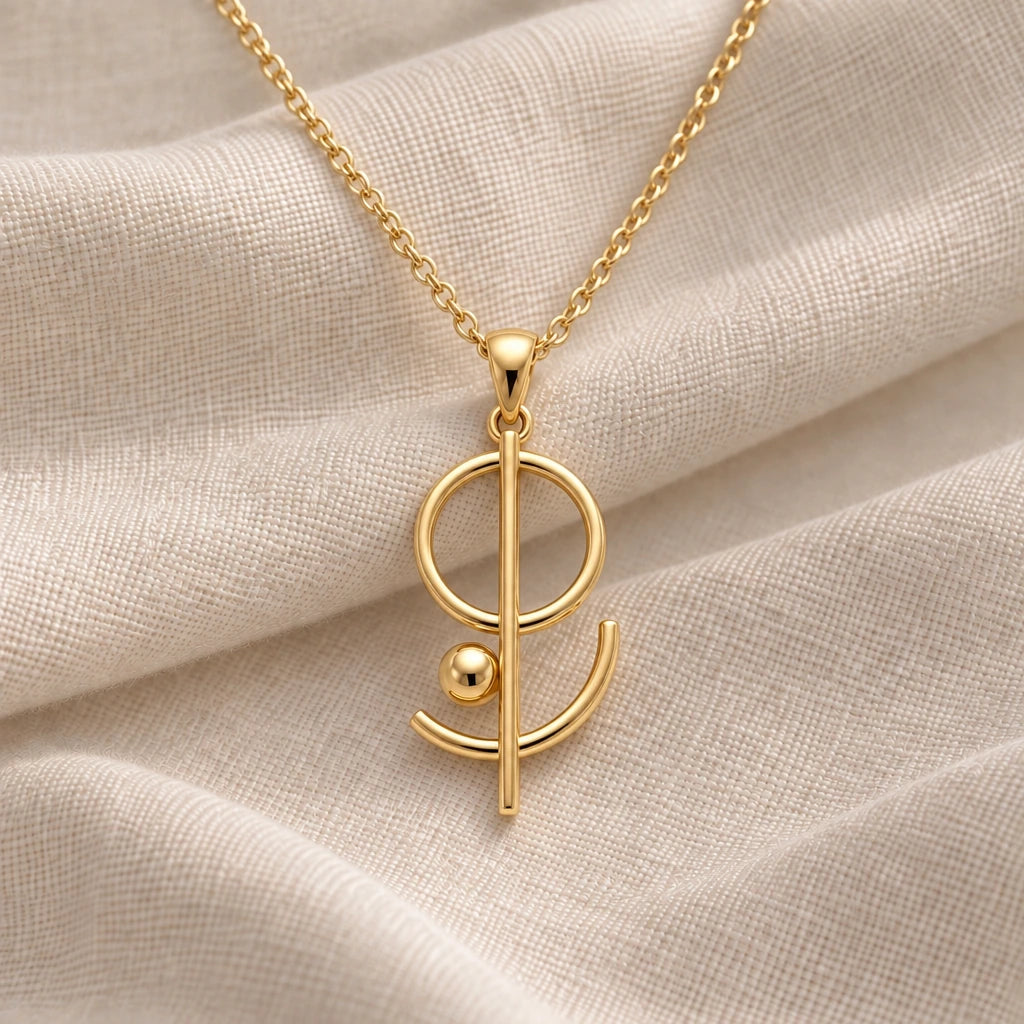 Floating Geometry pendant necklace in an 18k gold plated finish