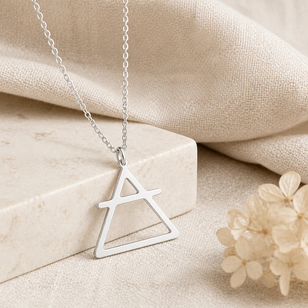 925 sterling silver air element pendant necklace on softly folded cream linen