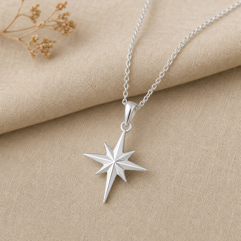 North Star Pendant Necklace in sterling silver