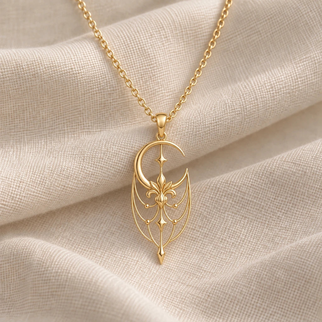 Empress Moonveil pendant necklace in an 18k gold plated finish