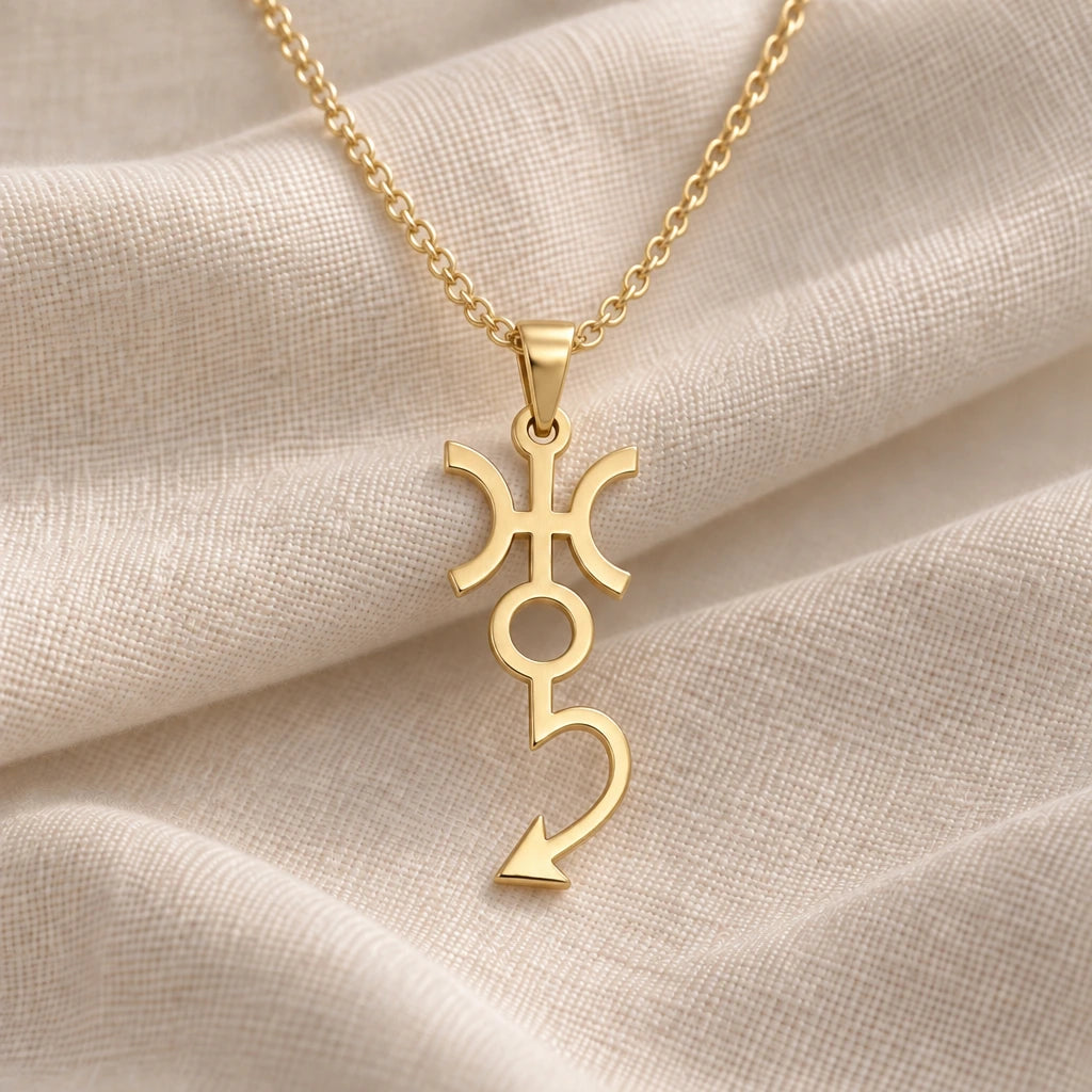 Erinyes Slim Symbol pendant necklace in an 18k gold plated finish